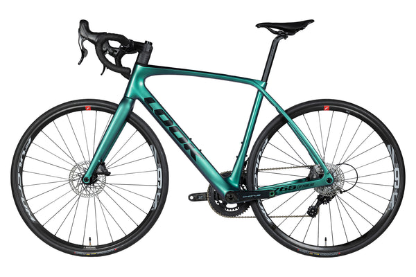 Vue du côté opposé de la chaîne du Look 765 Optimum Chameleon Campagnolo Chorus Green Blue